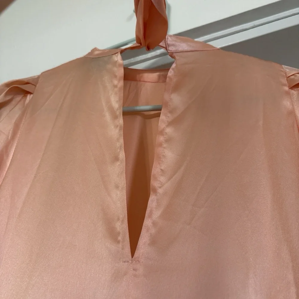 asos Satin Tiered Maxi Dress Sz 2 Coral Pink Salmon Flowy Oversized Silky Pastel - Picture 8 of 14
